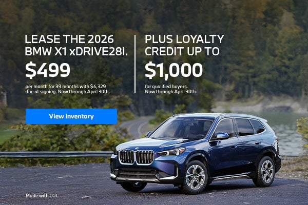2026 X1 lease starting at $499 per month for 39 months